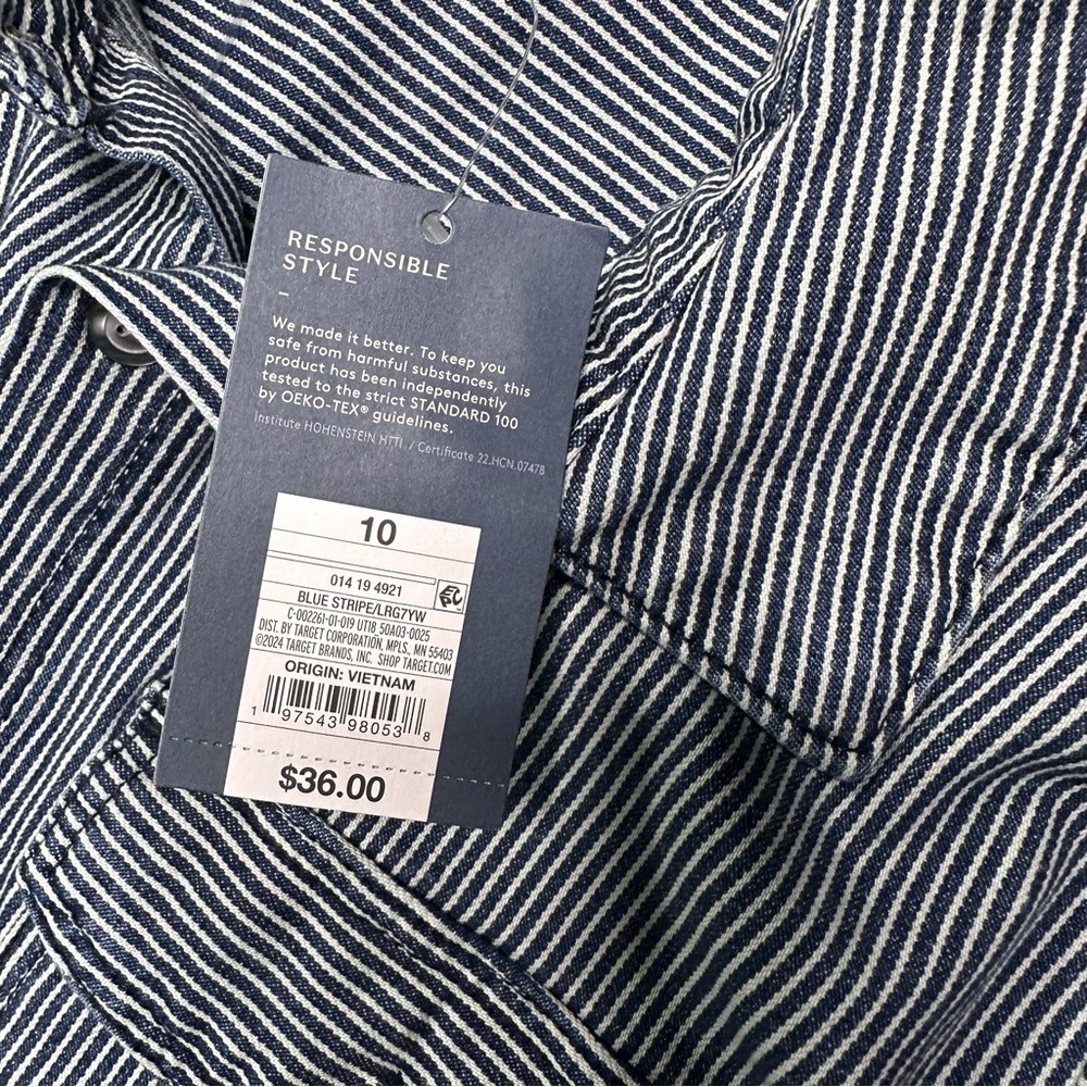 Universal Threads Navy and White Striped Short Sleeve Romper Size 10 NWT - Picture 11 of 11